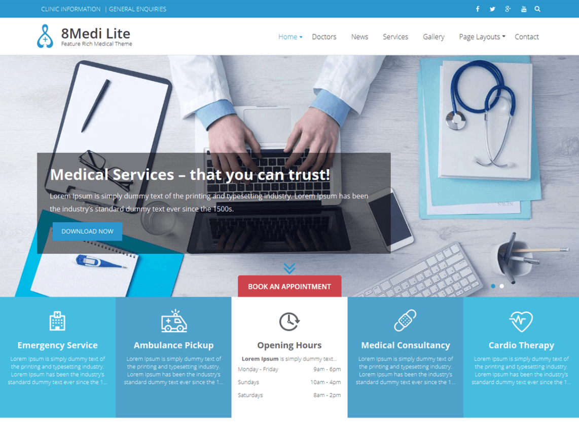 EightMedi Lite - FREE WordPress Medical Theme