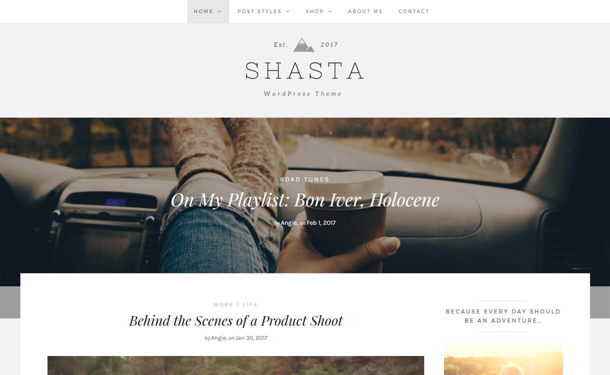 Shasta -Best Premium WordPress Photography Themes