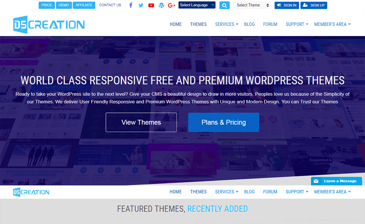 20% Off in Free and Premium WordPress Themes by D5 Creation