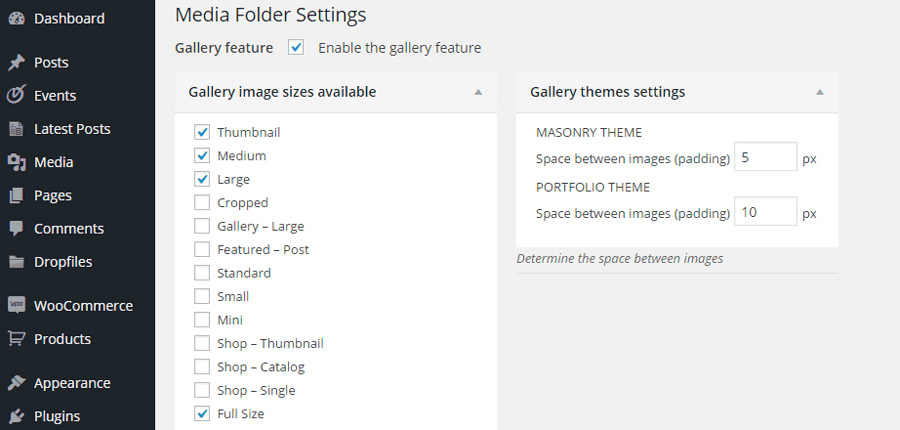 WP Media Folder feature - Gallery settings