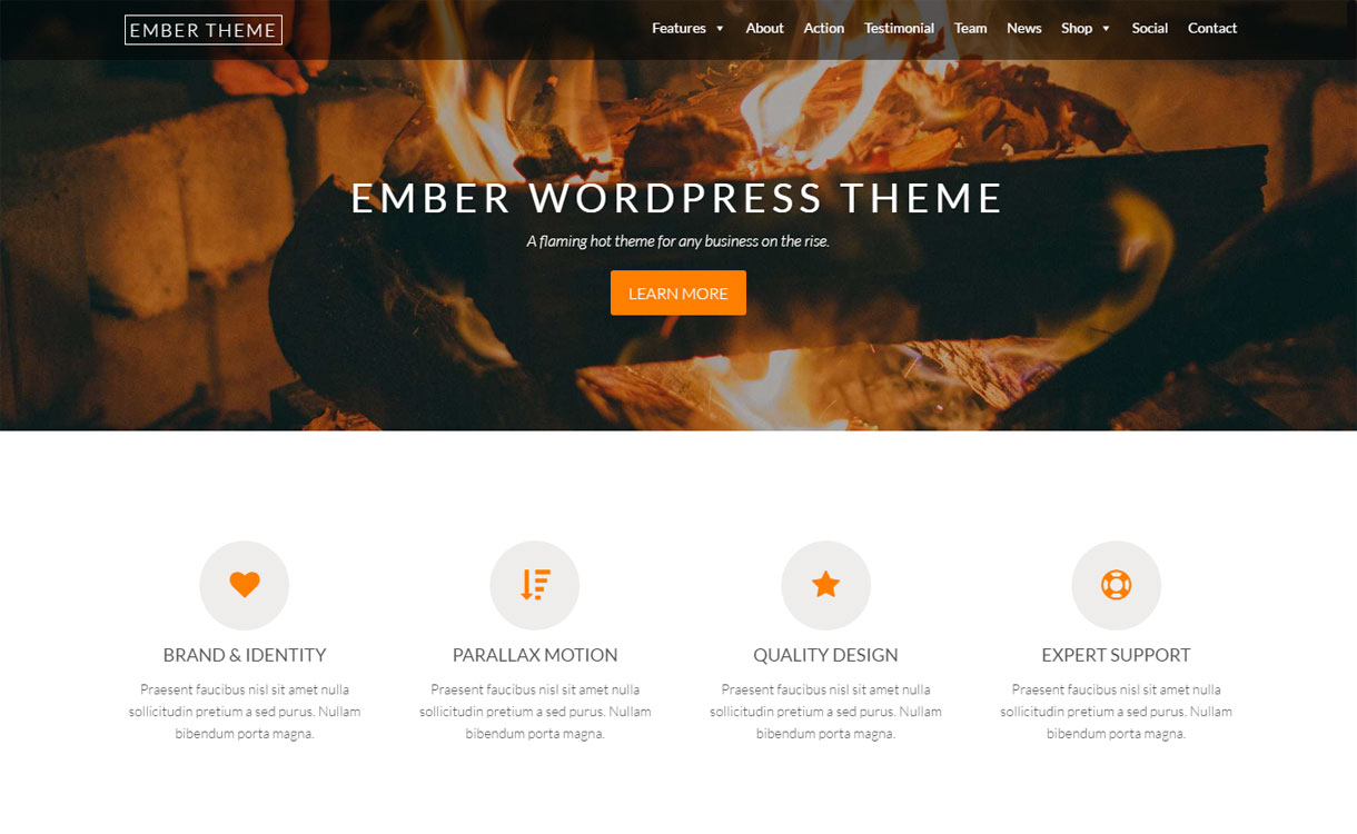 Ember Theme - Powerful Parallax WordPress Theme