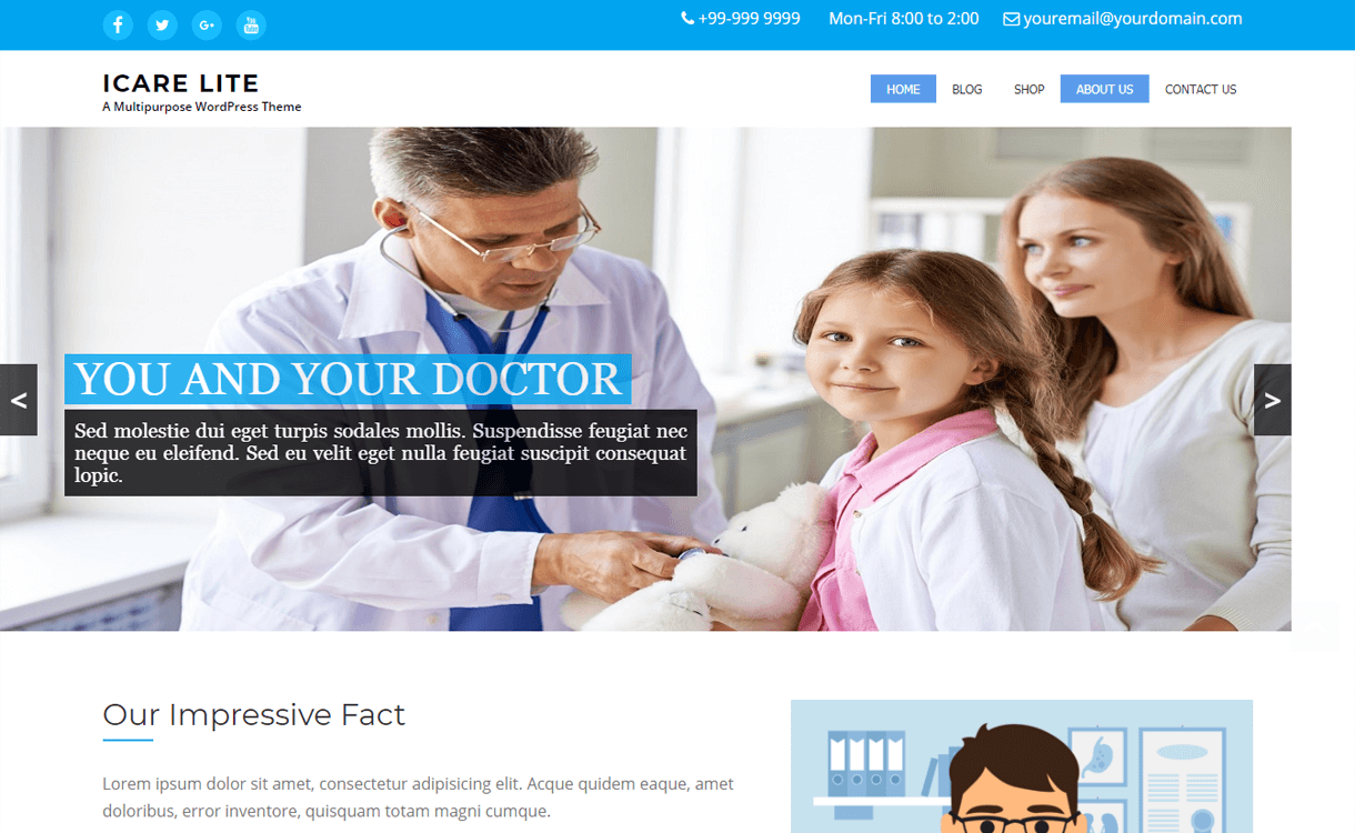 iCare Lite-Best Free WordPress Health Medical Theme