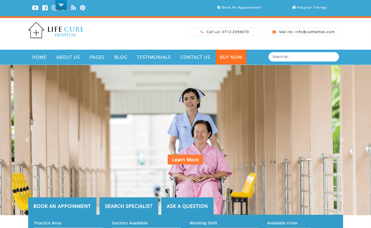 VW Hospital-Best Free WordPress Health Medical Theme