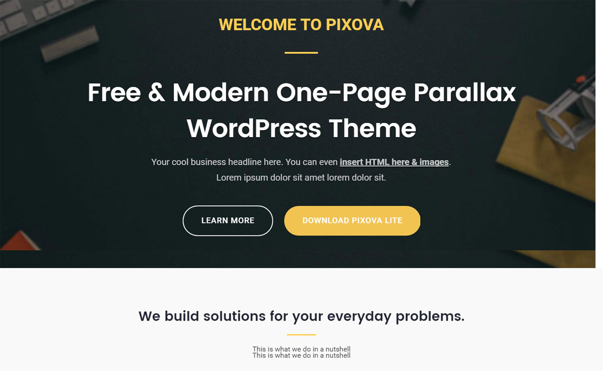 Pixova Lite - Onepage Parallax WordPress Theme