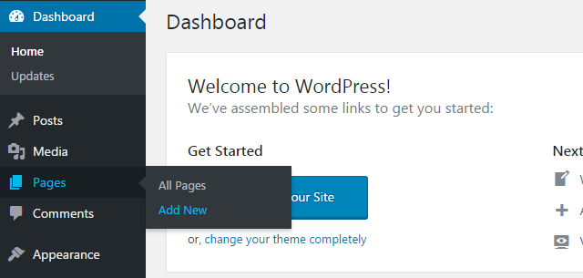 How to create your first WordPress page? 