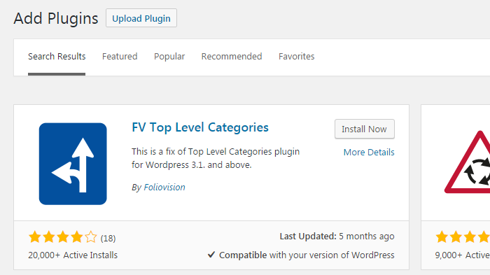 FV Top Level Categories plugin