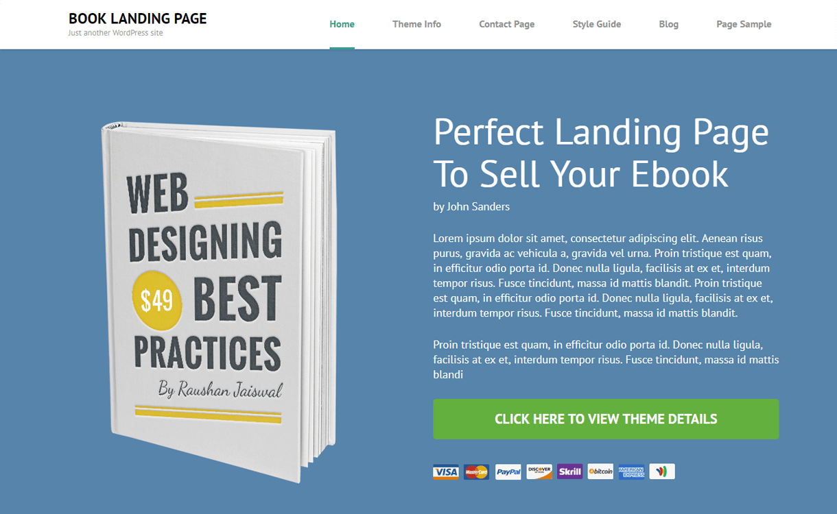Booking Landing Page-Free WordPress Landing Page Theme