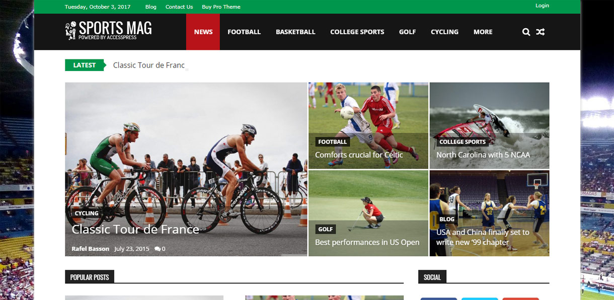 SportsMag Free WordPress Sports Magazine Theme