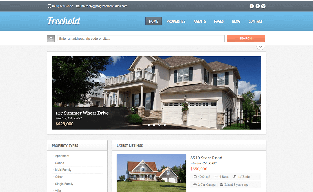 Freehold-Best Free Premium Real Estate WordPress Themes