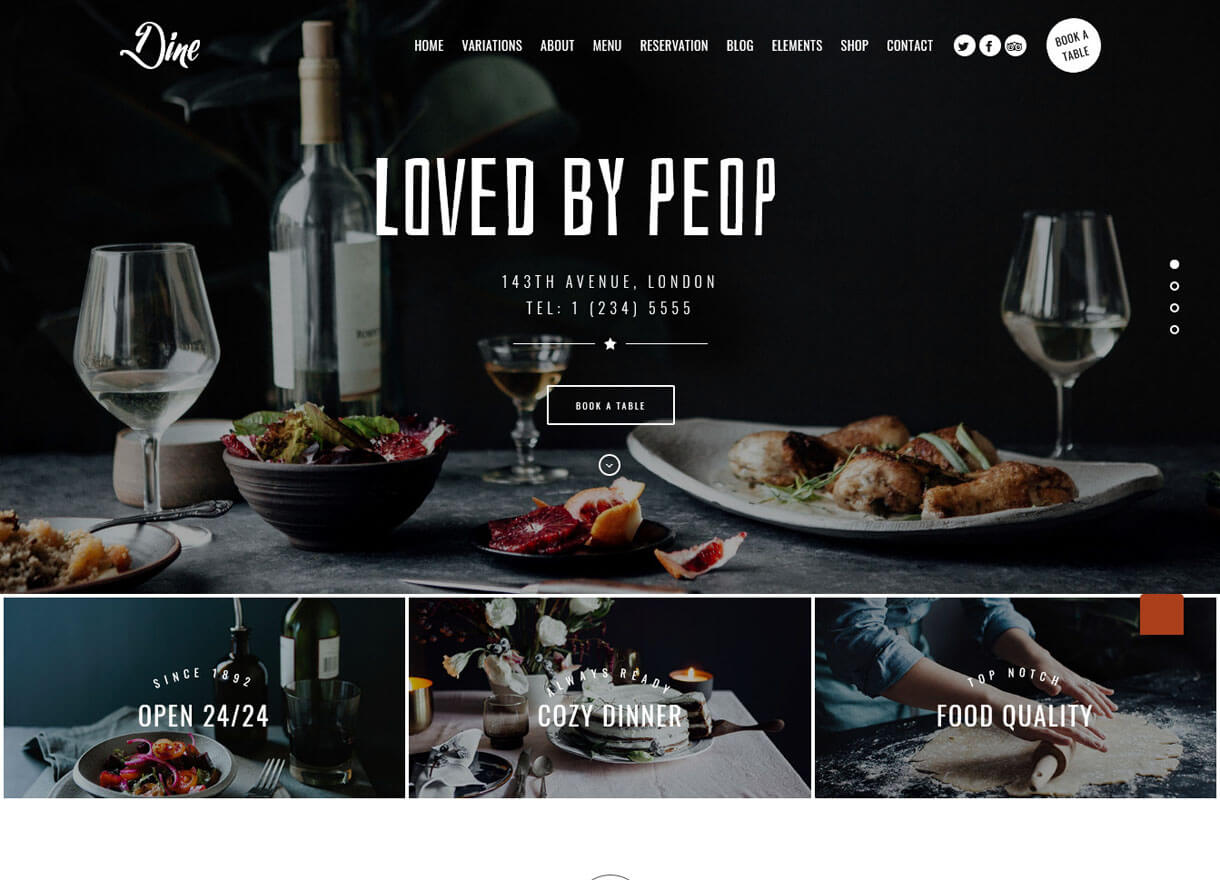 Dine-Best Cafe and Restaurant WordPress Themes