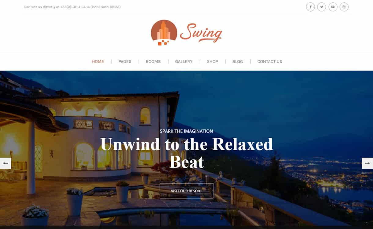 Swing - Hotel and Resort WordPress Theme