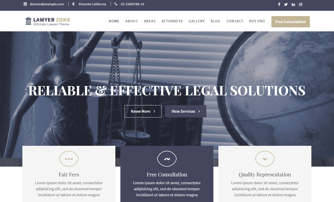 Lawyer Zone - Free WordPress Lawyer Theme