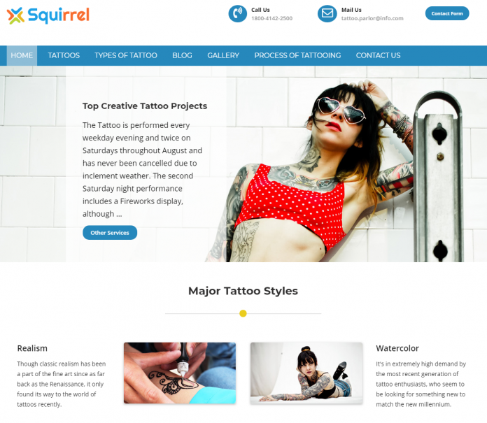 Squirrel - Tattoo Shop WordPress Theme
