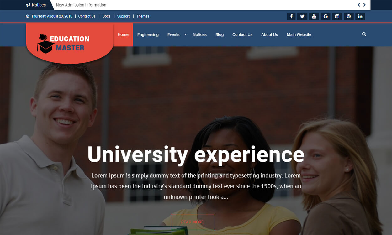 Education Master - Best Education School College WordPress Themes and Templates (Free)