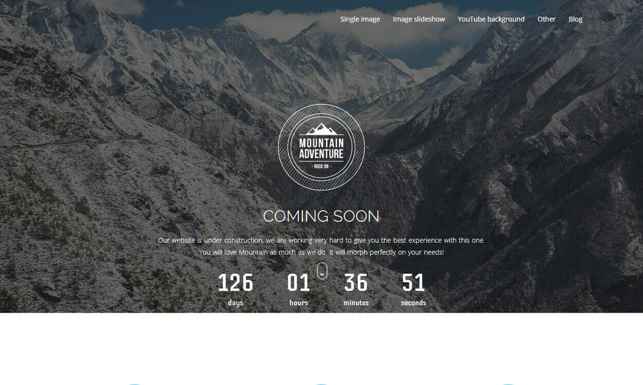 Mountain - Best Coming Soon and Under Maintenance WordPress Themes and Templates