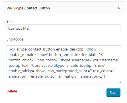 WP Skype Contact Button: Shortcode Generator