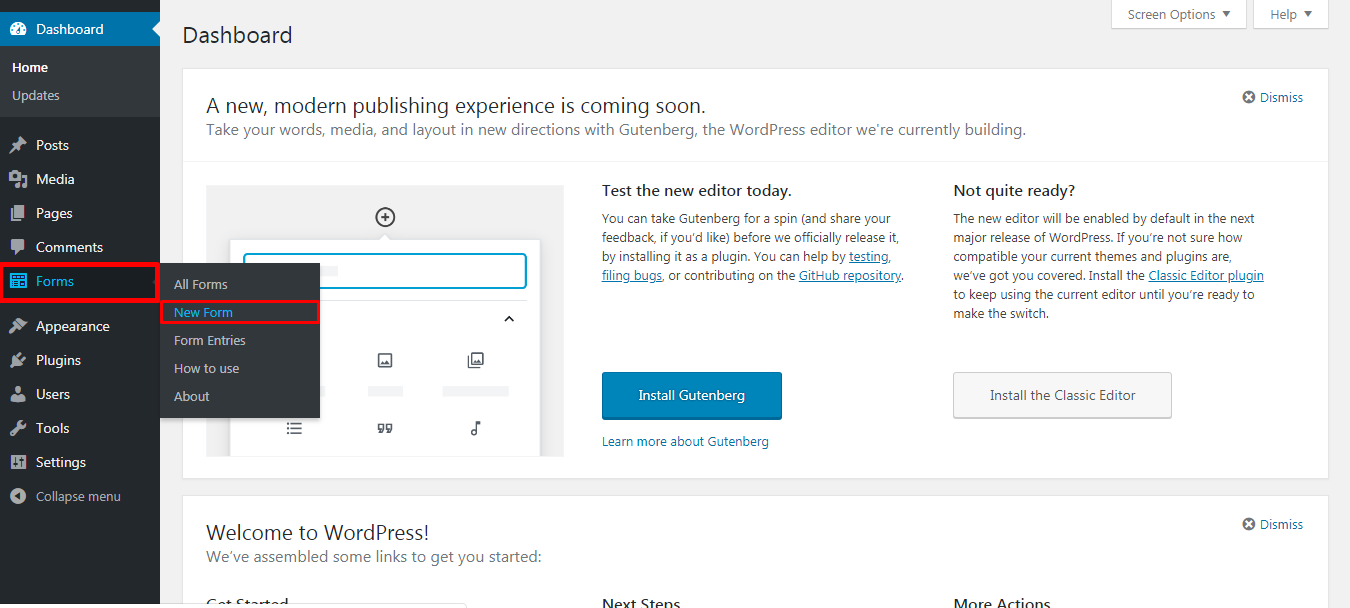 Adding new Contact Form in WordPress site