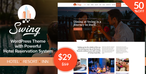50% off Per Month in Swing – WordPress Resort and Hostel Theme