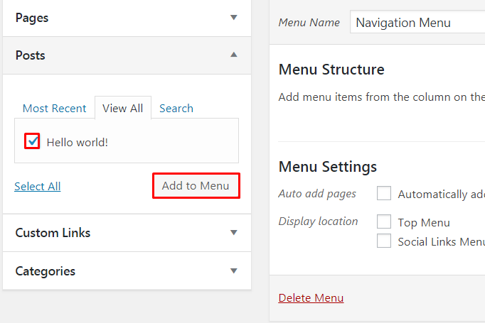 Add Specific Posts to WordPress Navigation Menu.