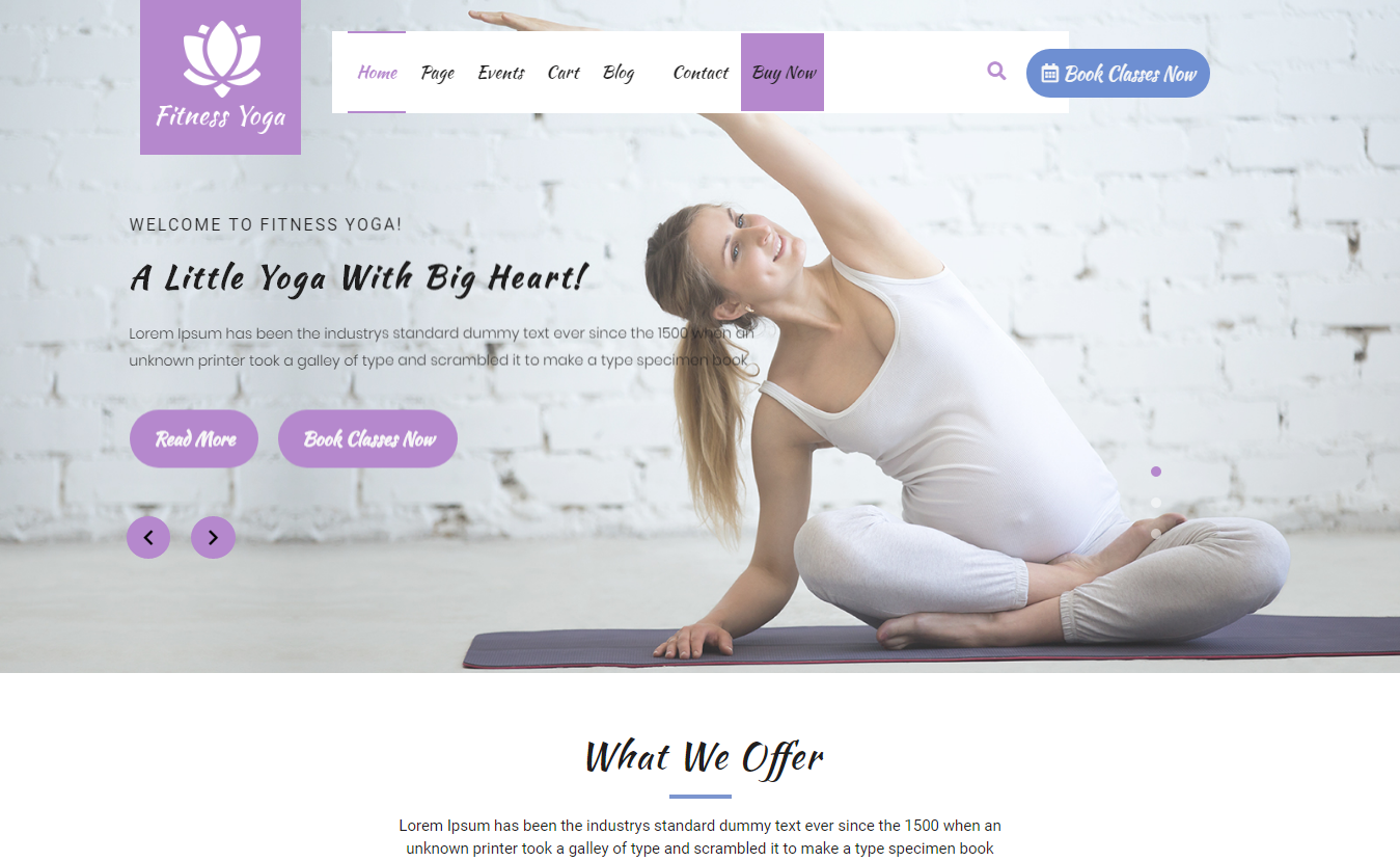 VW Yoga Fitness - Free Fitness WordPress Theme