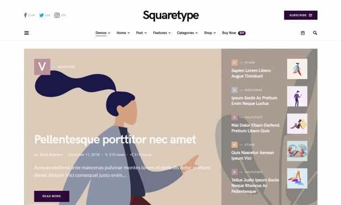 Squaretype - Modern Blog WordPress Theme