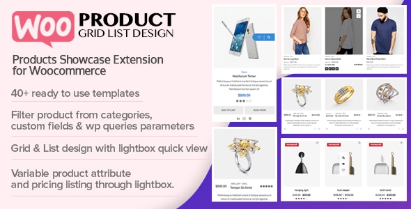 WOO Product Grid/List Design - Responsive WordPress Product Showcase Extension for WooCommerce