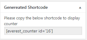 Everest Counter Lite: Generated Shortcode