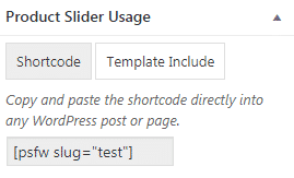 Product Slider Usage