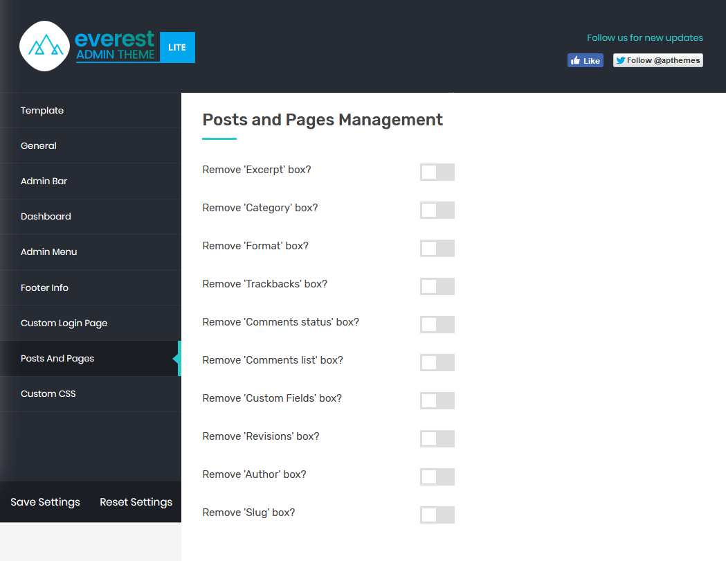 Everest Admin Theme: Pages and Posts