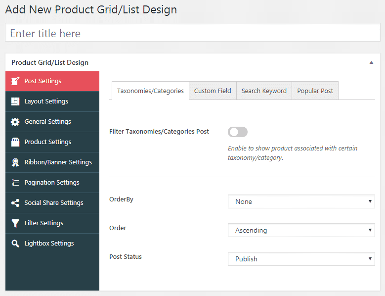 WOO Product Grid/List Design: Builder Page