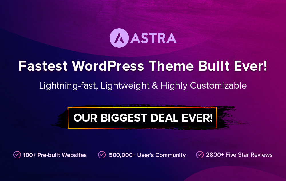 Black Friday Deal 2019 – Astra Theme