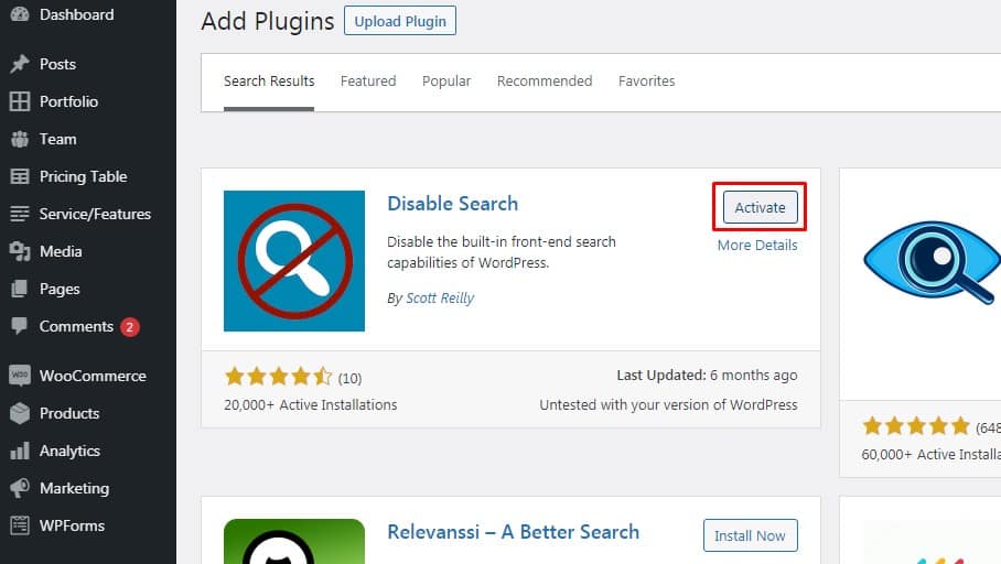 How to Disable Search Feature in WordPress Website
